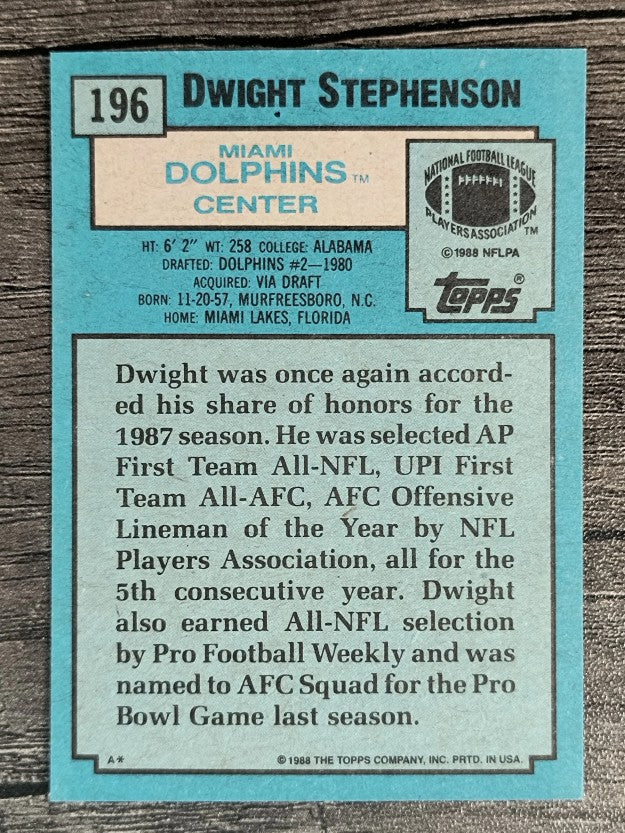 1988 Topps #196 Dwight Stephenson