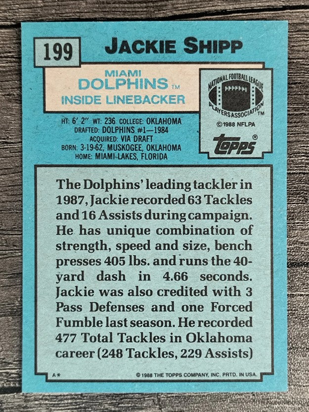 1988 Topps #199 Jackie Shipp RC