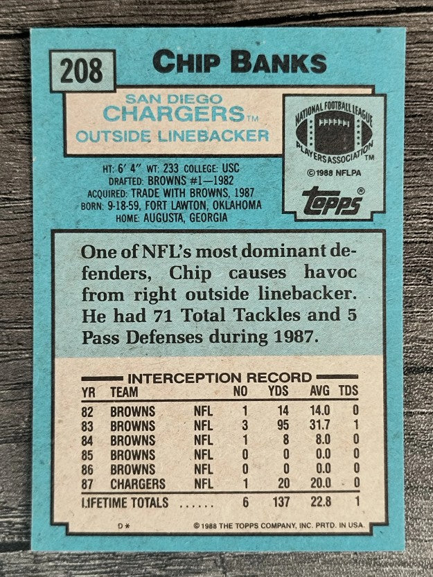 1988 Topps #208 Chip Banks