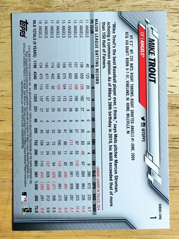 2020 Topps #1 Mike Trout