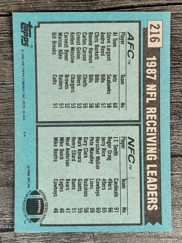 1988 Topps #216 Receiving Leaders/Al Toon/J.T. Smith