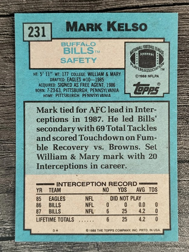 1988 Topps #231 Mark Kelso RC