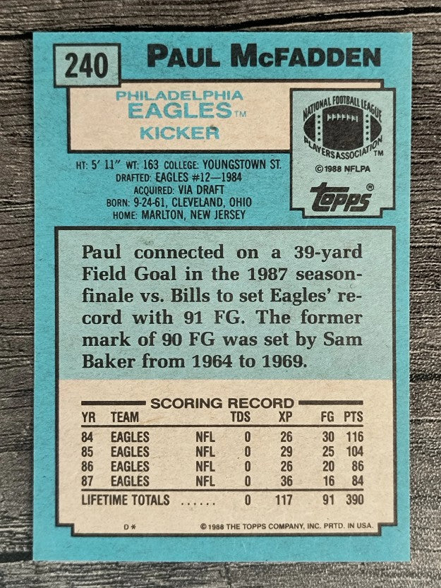1988 Topps #240 Paul McFadden