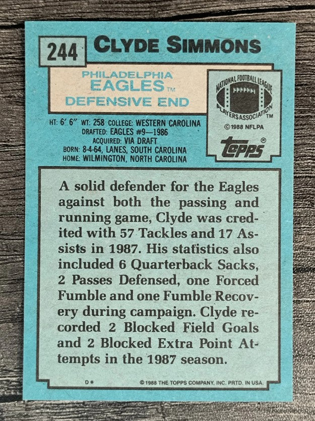 1988 Topps #244 Clyde Simmons RC