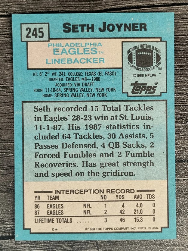 1988 Topps #245 Seth Joyner RC