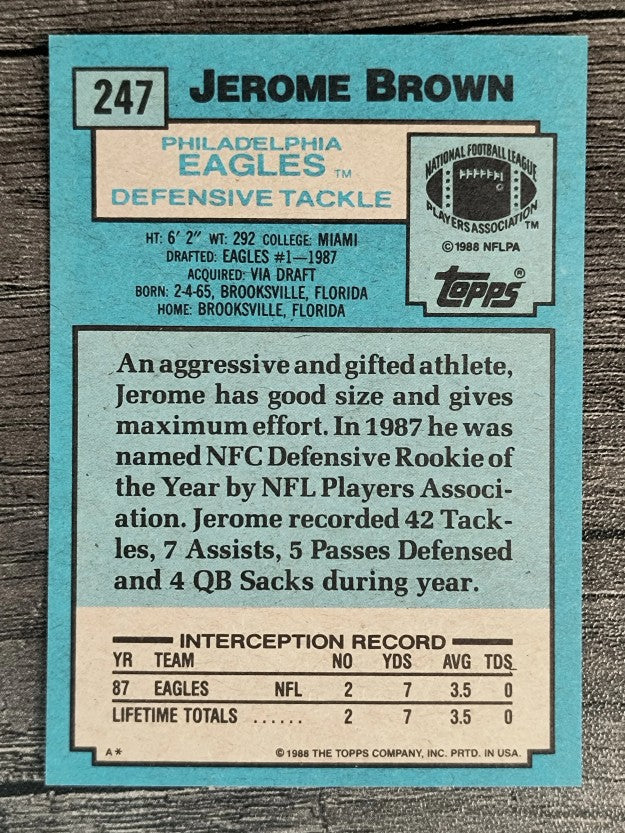 1988 Topps #247 Jerome Brown SR RC