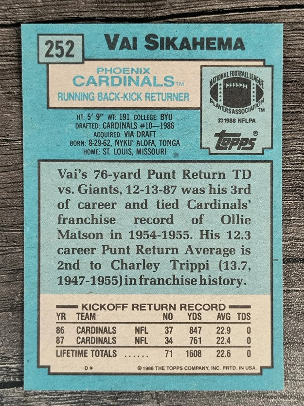 1988 Topps #252 Vai Sikahema