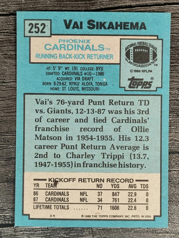 1988 Topps #252 Vai Sikahema