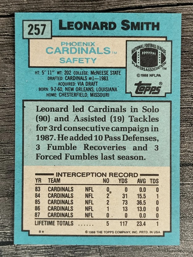 1988 Topps #257 Leonard Smith RC