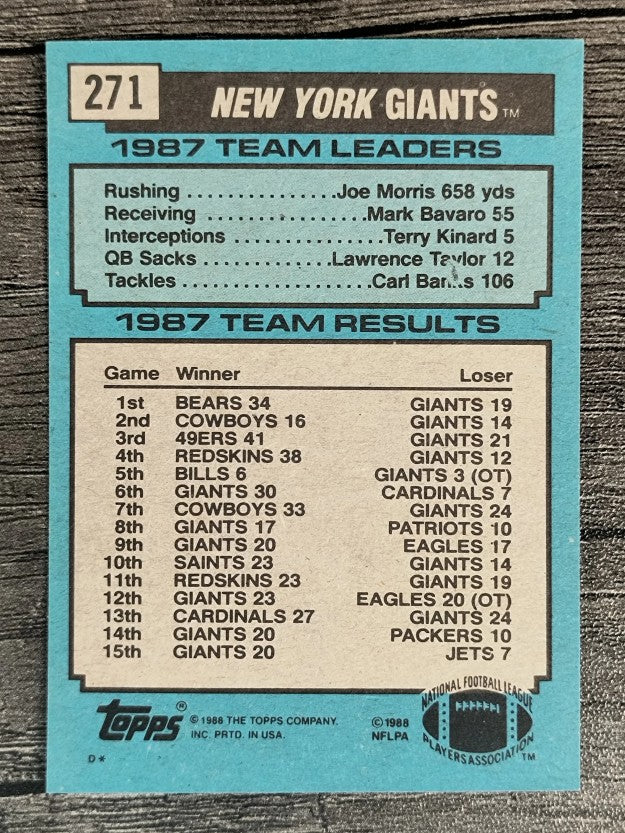 1988 Topps #271 Giants TL/Mark Bavaro