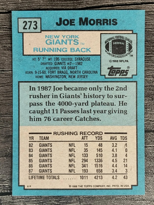 1988 Topps #273 Joe Morris