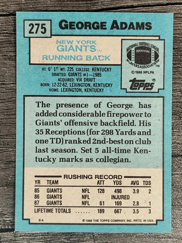 1988 Topps #275 George Adams