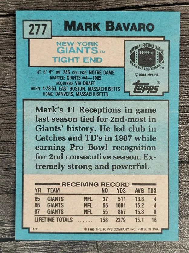 1988 Topps #277 Mark Bavaro