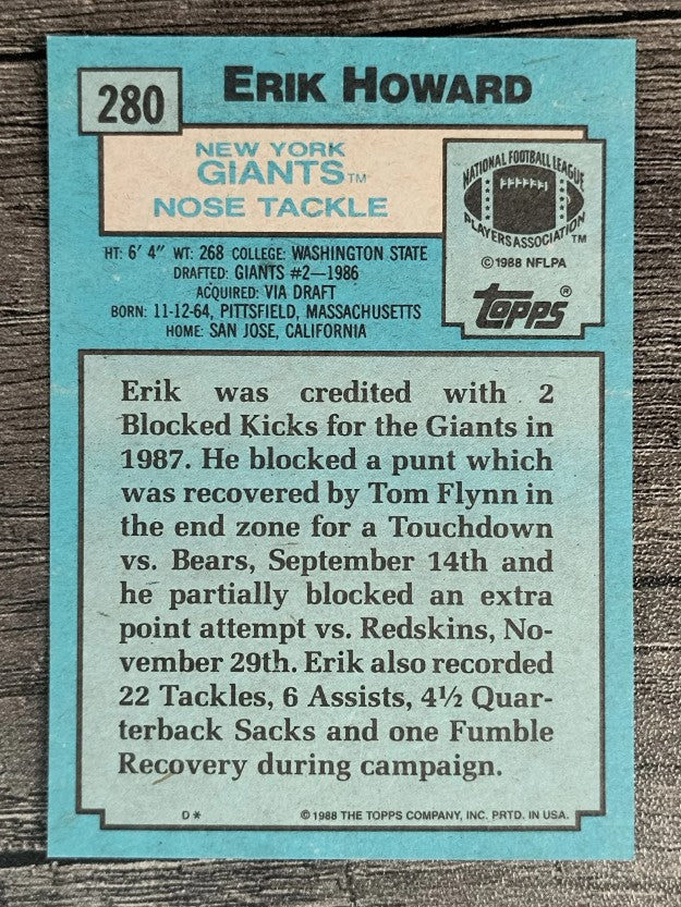 1988 Topps #280 Erik Howard