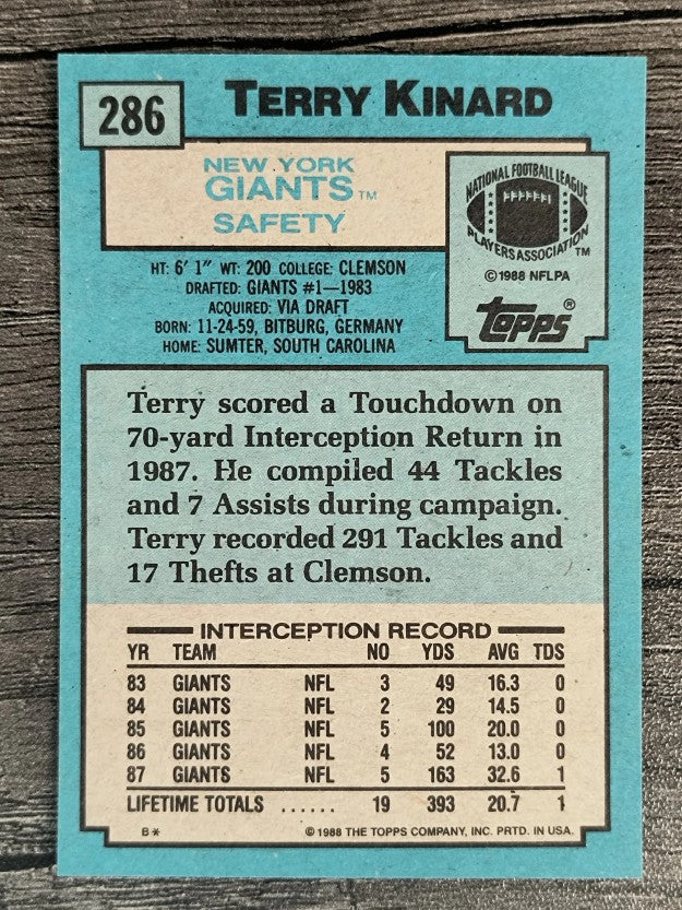 1988 Topps #286 Terry Kinard
