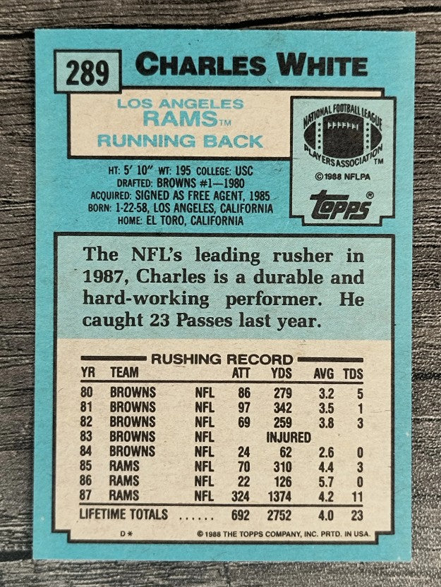 1988 Topps #289 Charles White