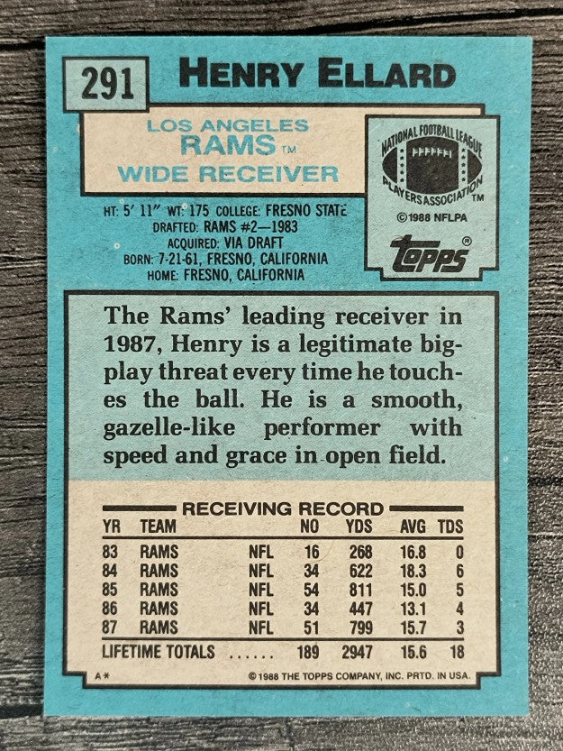 1988 Topps #291 Henry Ellard