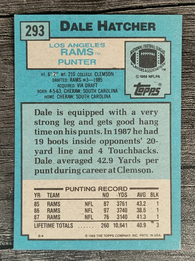 1988 Topps #293 Dale Hatcher