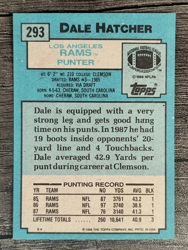 1988 Topps #293 Dale Hatcher