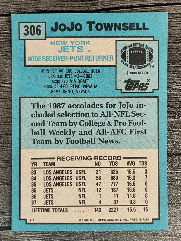 1988 Topps #306 Jo Jo Townsell RC