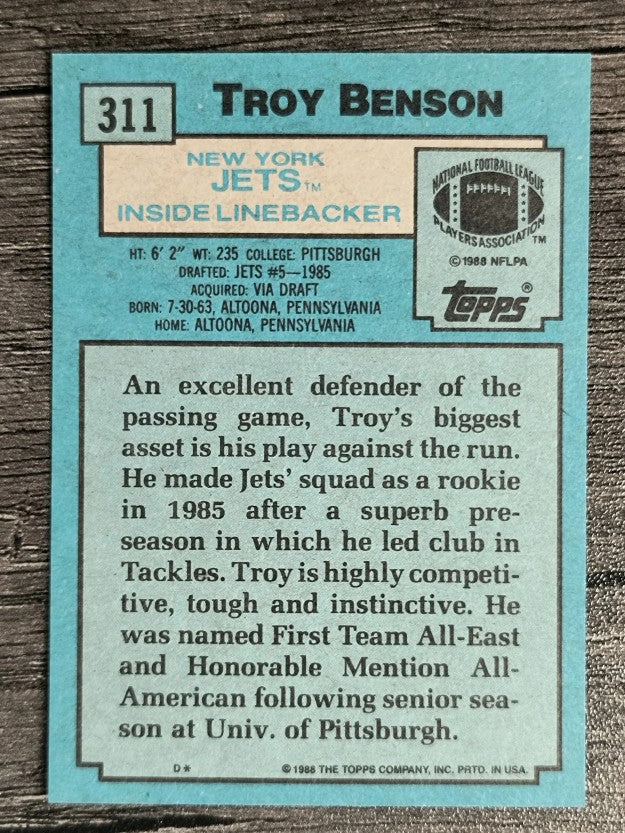 1988 Topps #311 Troy Benson RC