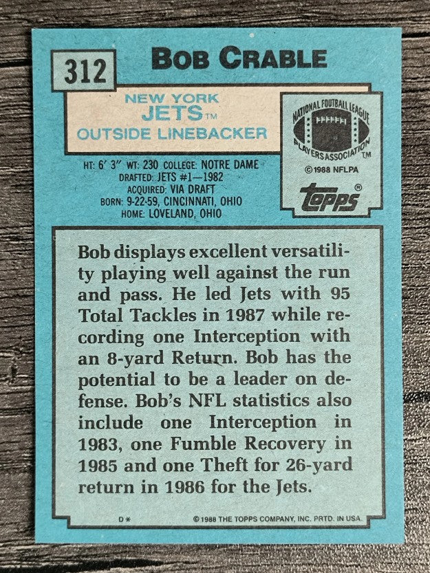 1988 Topps #312 Bob Crable