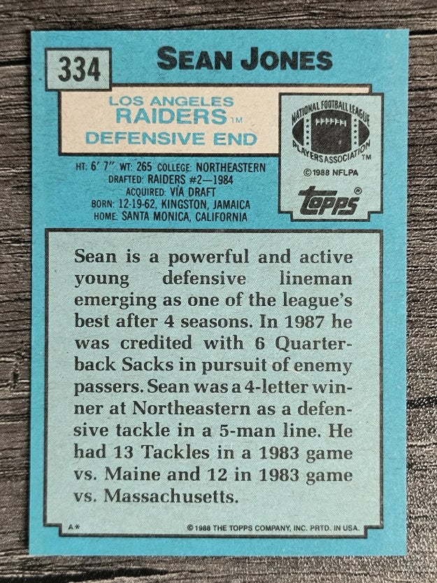 1988 Topps #334 Sean Jones