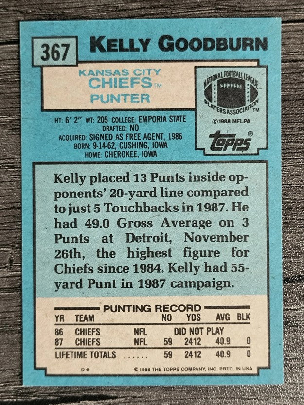 1988 Topps #367 Kelly Goodburn RC