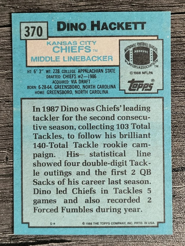 1988 Topps #370 Dino Hackett RC