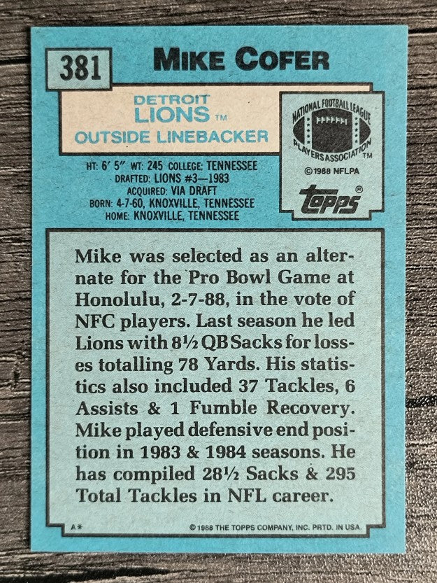1988 Topps #381 Mike Cofer