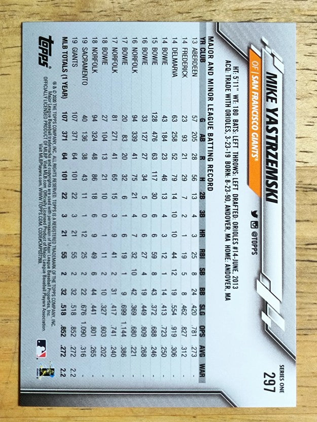 2020 Topps #297 Mike Yastrzemski FS