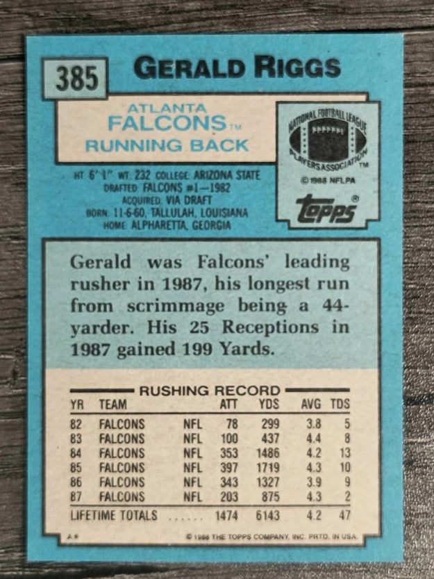 1988 Topps #385 Gerald Riggs