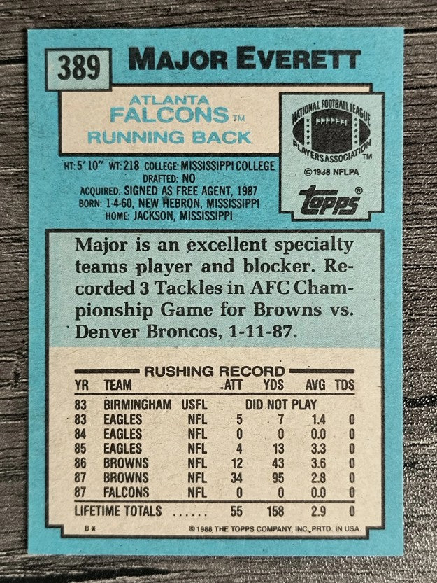 1988 Topps #389 Major Everett