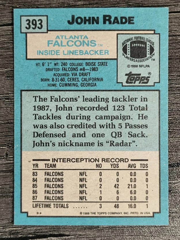 1988 Topps #393 John Rade RC