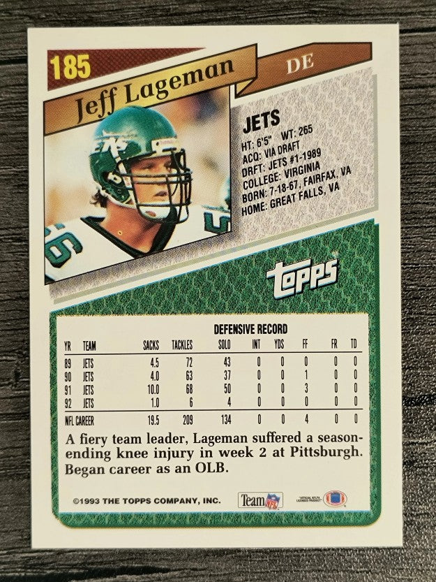 1993 Topps Gold #185 Jeff Lageman