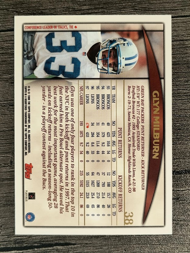 1998 Topps #38 Glyn Milburn