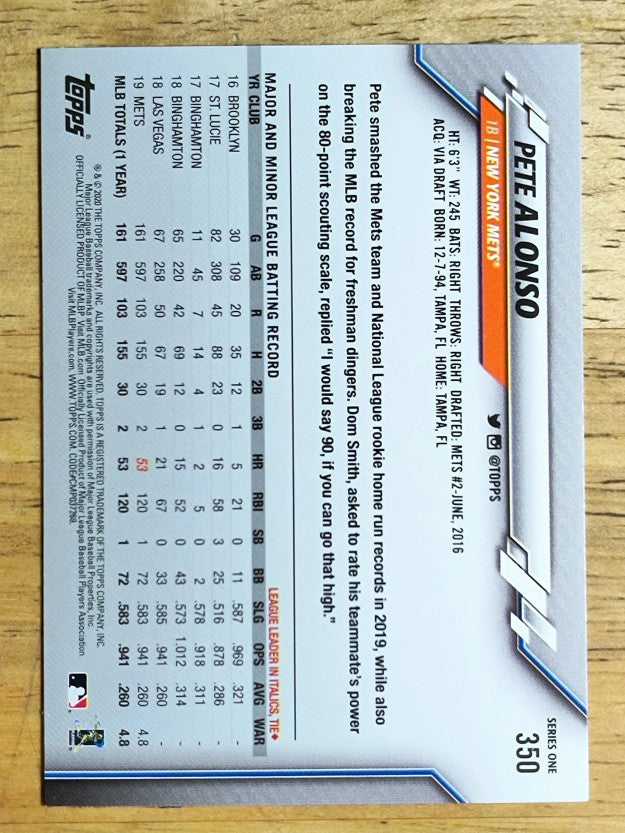 2020 Topps #350 Pete Alonso CUP