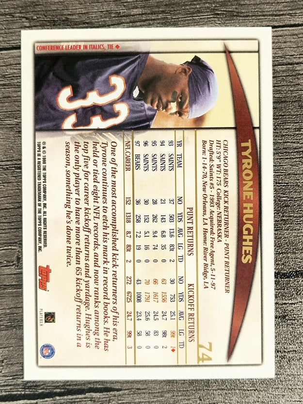 1998 Topps #74 Tyrone Hughes