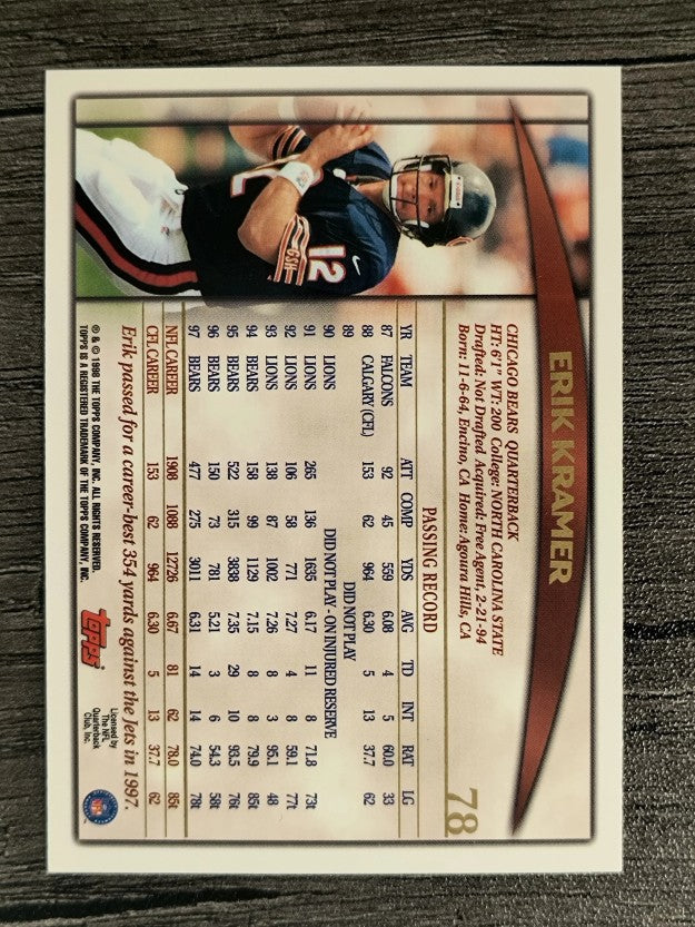 1998 Topps #78 Erik Kramer