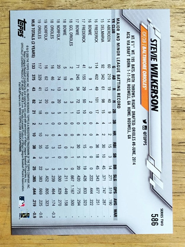 2020 Topps #586 Stevie Wilkerson RC