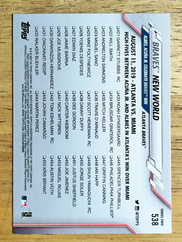 2020 Topps #538 Braves New World/Ozzie Albies/Ronald Acuna Jr