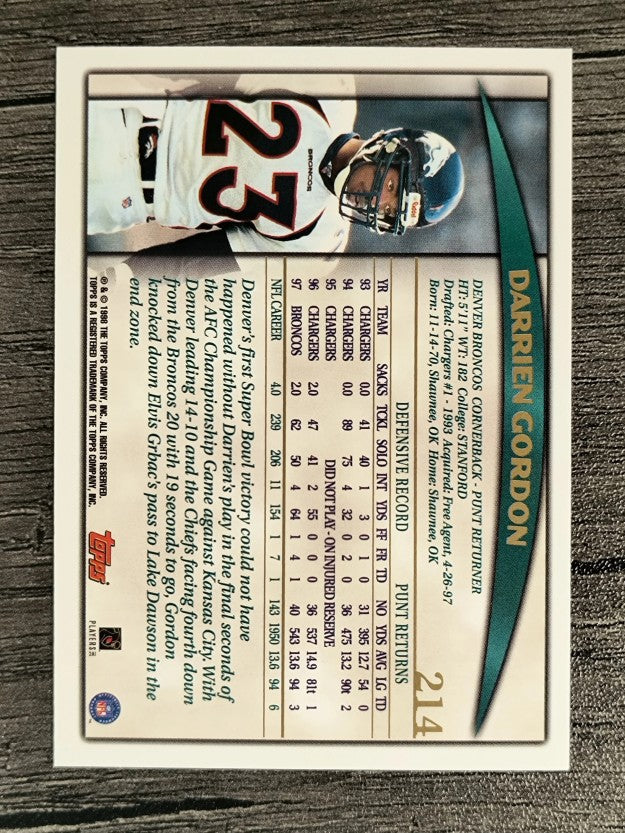 1998 Topps #214 Darrien Gordon