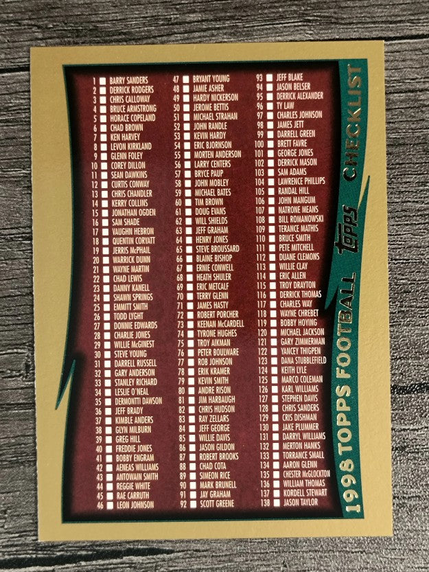 1998 Topps #329 Checklist 1