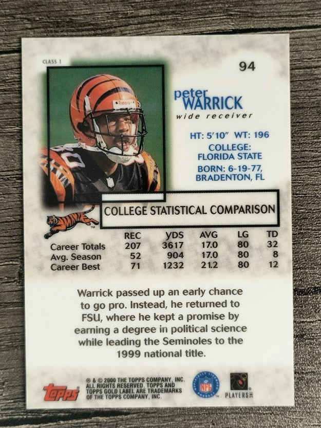 2000 Topps Gold Label Class 1 #94 Peter Warrick RC