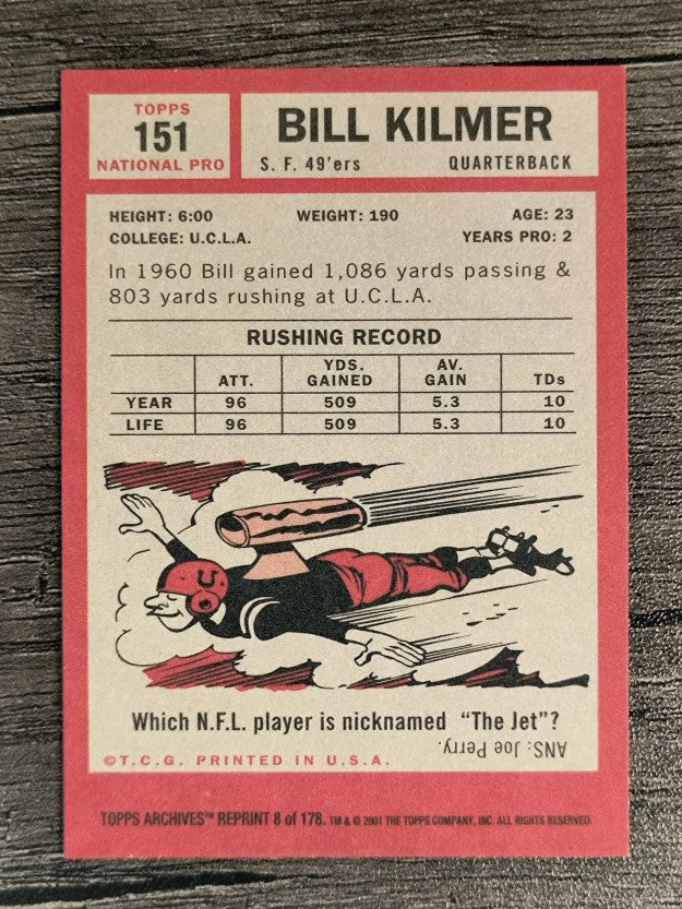 2001 Topps Archives #8 Billy Kilmer 62