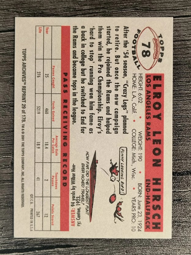 2001 Topps Archives #29 Elroy Hirsch 56