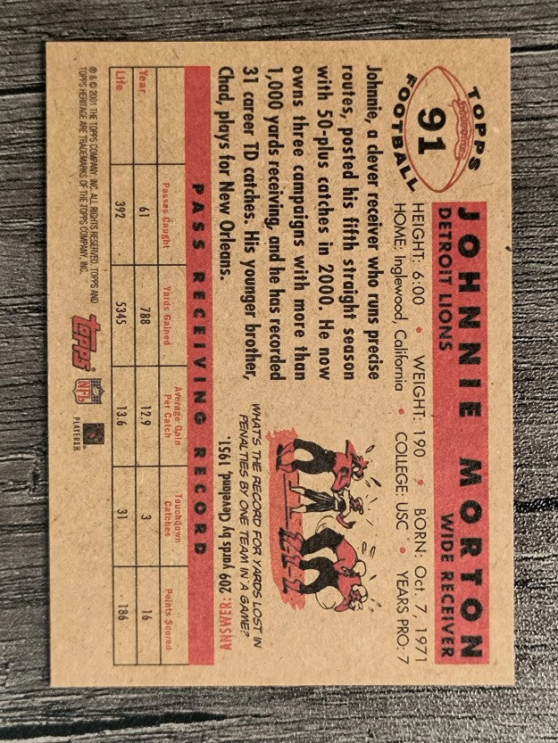 2001 Topps Heritage #91 Johnnie Morton