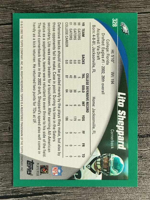 2002 Topps #328 Lito Sheppard RC
