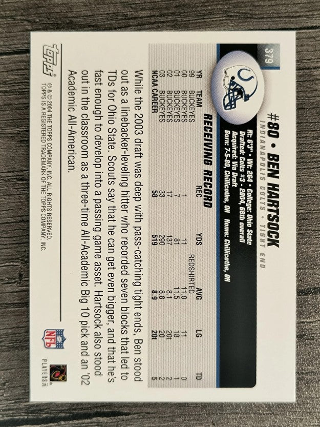 2004 Topps #379 Ben Hartsock RC