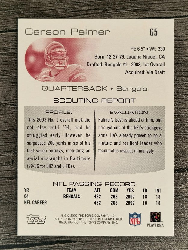 2005 Topps Draft Picks and Prospects #65 Carson Palmer